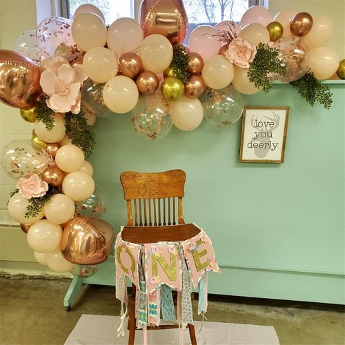 Blush Rose Gold Balloon Garland Kit - 119 Pieces of Peach Pink & Metallic Confetti for Celebrations