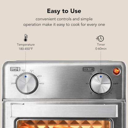 Skiennix 8.5QT Toaster Oven Air Fryer Combo - Stainless Steel, Fast Preheat, Ideal for Small Spaces