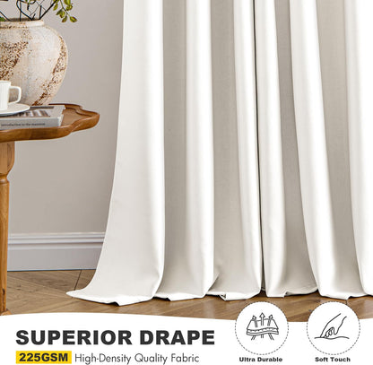 MIULEE Ivory Blackout Curtains - Thermal Insulated Room Darkening Drapes | 63 Inches Long, 2 Panels