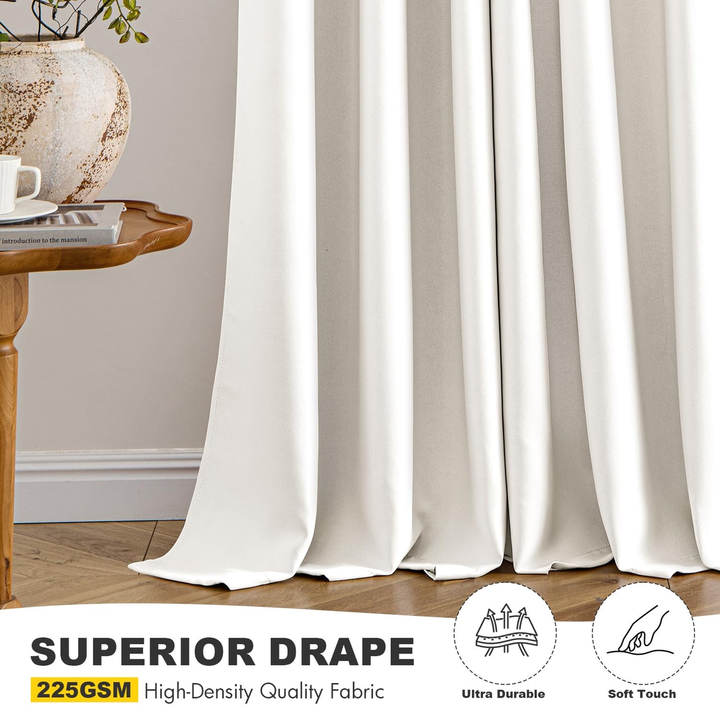 MIULEE Ivory Blackout Curtains - Bedroom Window Treatment Curtains Thermal Insulated Room Darkening Drapes for Living Room Kitchen Grommet Light Blocking Drapery, 40 x 45 Inches Long, 2 Panels