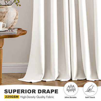 MIULEE Ivory Blackout Curtains - Bedroom Window Treatment Curtains Thermal Insulated Room Darkening Drapes for Living Room Kitchen Grommet Light Blocking Drapery, 40 x 45 Inches Long, 2 Panels