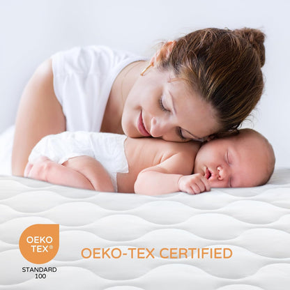 Yoofoss Waterproof Crib Mattress Protector - Soft & Breathable Quilted Pad for Standard Baby Cribs 52''x28''