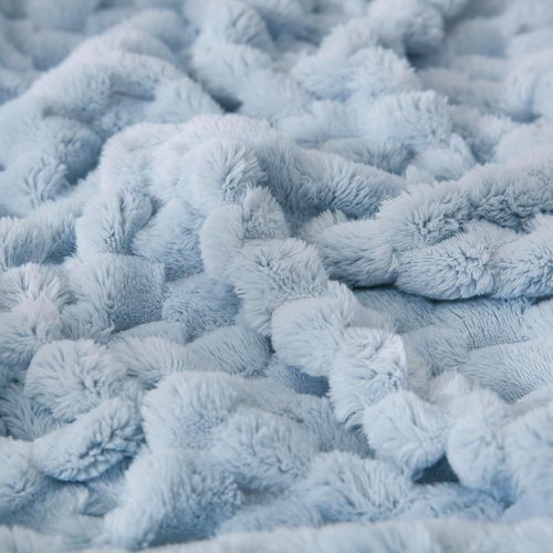 HOMRITAR Baby Blanket - Soft Fluffy 3D Jacquard Fleece for Nursery & Stroller | 30 x 40 Inch, Blue