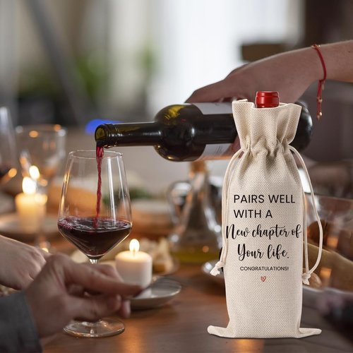 BQXS Going Leaving Moving Away Farewell Retirement Gifts for Friends Coworkers Women, New Jop Beginning Business Owner Gifts Wine Bag, Pairs Well With A New Chapter Wine Bag