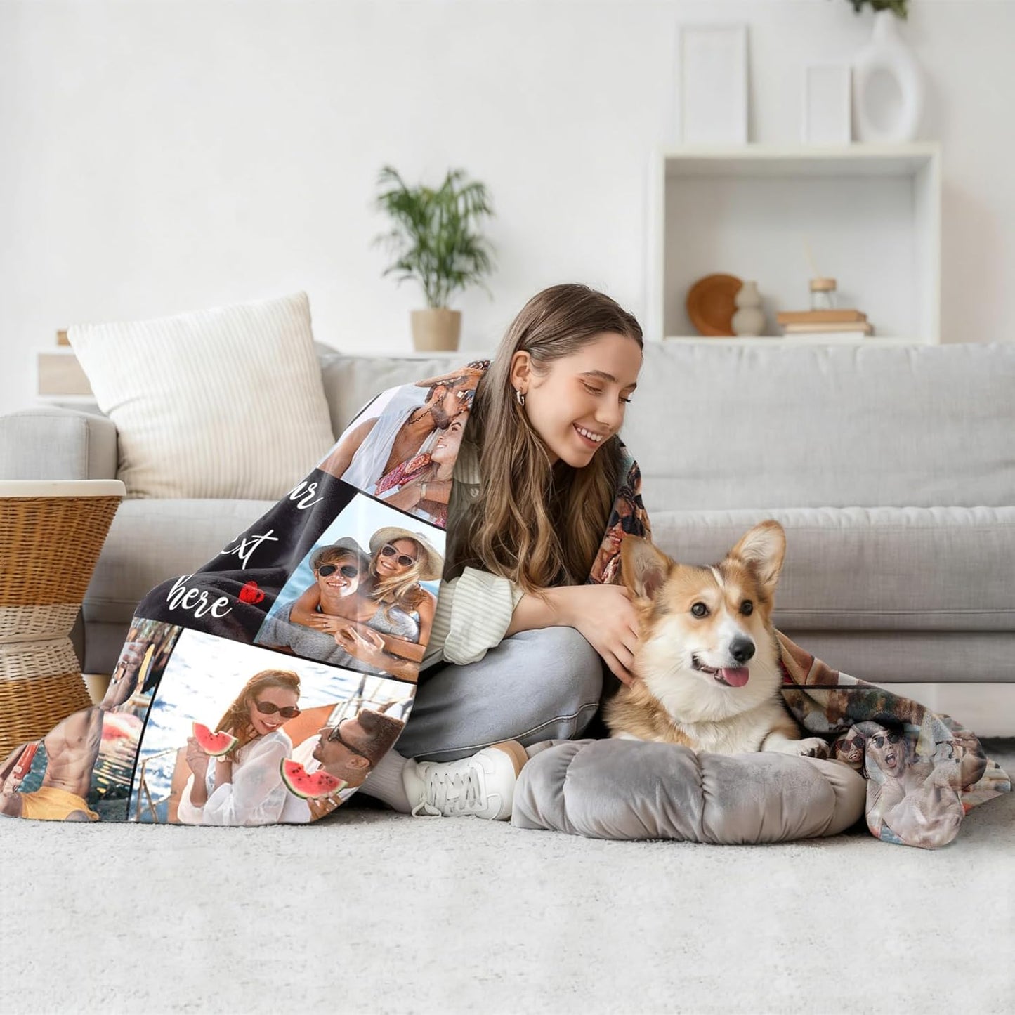 Skiennix Custom Photo Blanket - Personalized Collage Throw for Anniversary, Birthday, Valentine's Day Gifts