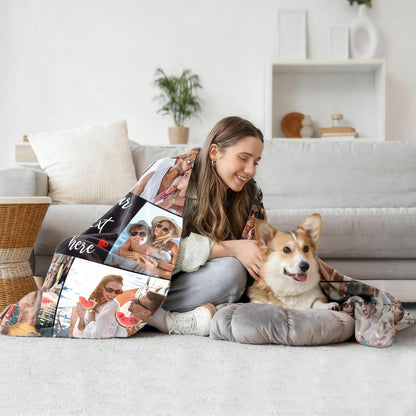 Skiennix Custom Photo Blanket - Personalized Collage Throw for Anniversary, Birthday, Valentine's Day Gifts