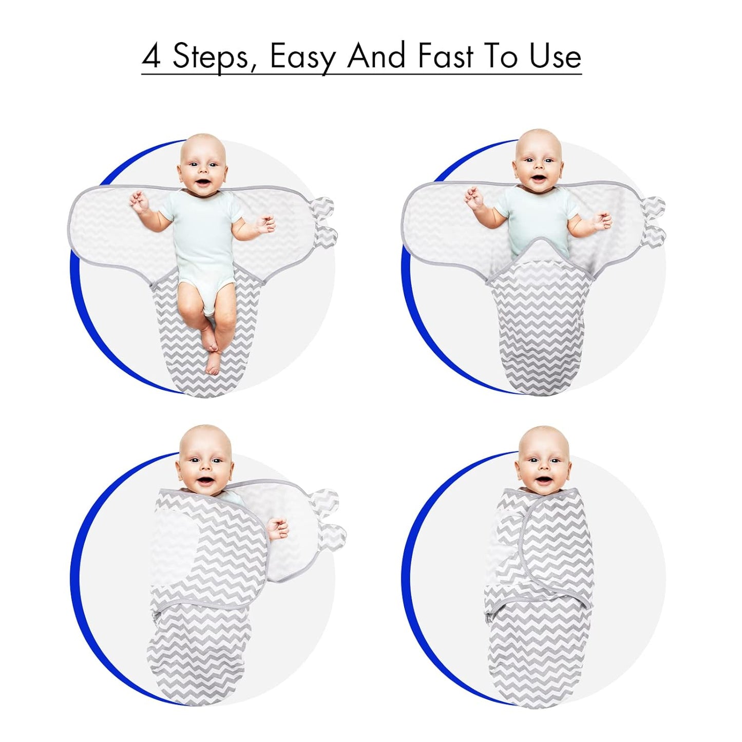 Skiennix Organic Baby Swaddle Sleep Sacks - 4-Pack Adjustable Wraps for Newborns, 100% Cotton, Soft & Snug, 0-3 Months