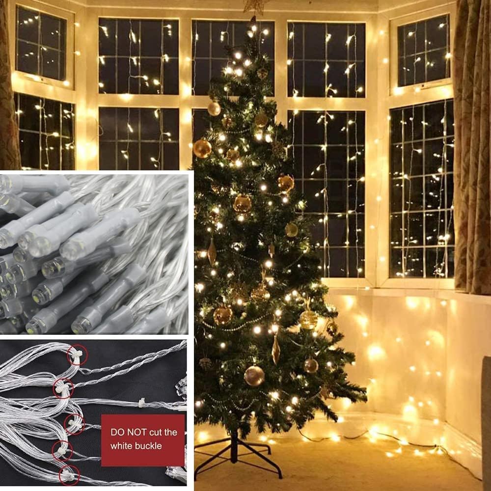 Solhice LED Curtain Lights - 800 Warm White Twinkle String Lights for Outdoor & Indoor Décor | 40ft x 10ft