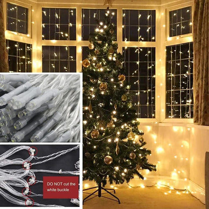 Solhice LED Curtain Lights - 800 Warm White Twinkle String Lights for Outdoor & Indoor Décor | 40ft x 10ft