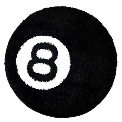8 Ball Rug - 24 inch Black Round Carpet Billiard Pool 8 Ball Carpet, Non-Slip Flocking Floor Bath Mat for Living Room Decor, Alt Room Decor Soft Y2K Rug Hypebeast Doormat for Bedroom