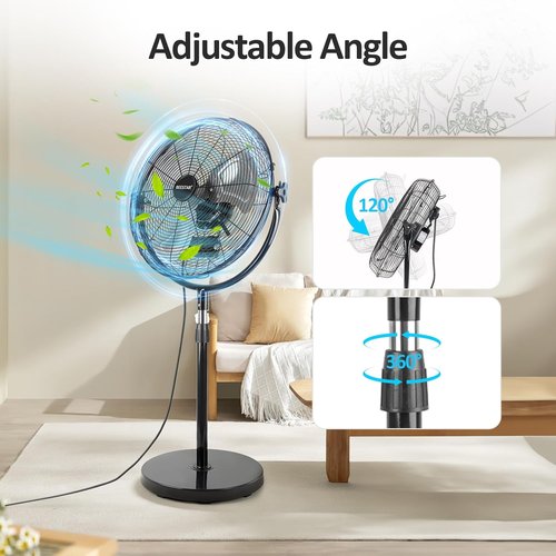 BEESTAR 18-Inch Heavy Duty Pedestal Fan - High Velocity, Adjustable Height & Tilt, Metal Design | Black