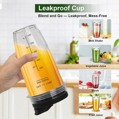 Ninja Blender Cups - 24oz Replacement Cups with To-Go Lids | Compatible with BN401, BL450 & More (3 Pack)