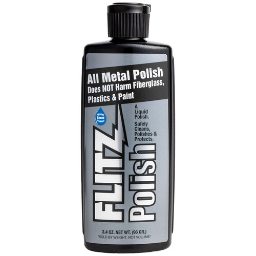 Flitz Multi Purpose Metal Polish Liquid - 3.4oz Bottle of USA-Made Tarnish Remover - For Aluminum, Chrome, Brass, Nickel, Silver - Non-Abrasive Metal Cleaner and Polish, Restorer (1 Pack)