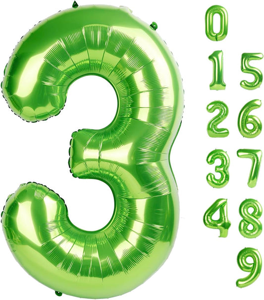 Numbers Balloon - 40 Inch Large Light Green 3 Balloon for Birthday Decor | Perfect for Three-Year-Old Celebrations