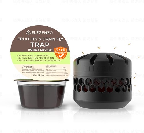 EPA Establishment No.100240-CHN-1 Fruit Fly Traps - Reusable Escape-Proof Design with Powerful Fruit Bait (2 x 60ml)