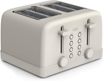 Bella 4-Slice Toaster - 6 Shade Settings, Reheat & Cancel Functions, Removable Crumb Tray, 900W | Oatmilk Color