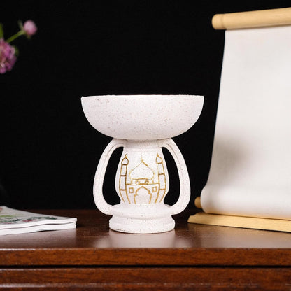 Regine Switzerland Mosque Sculpture - Elegant White Resin Ornament with Gold Pattern