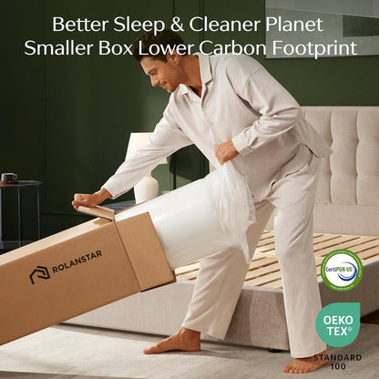 Rolanstar Queen Size Gel Memory Foam Mattress - 8 Inch, Breathable & Supportive, CertiPUR-US Certified, White