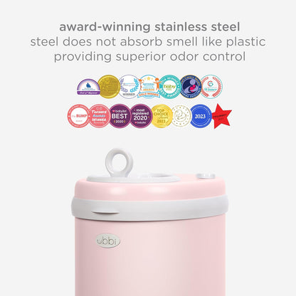 Ubbi Steel Diaper Pail - Odor Locking Design, No Special Bags Needed | Award-Winning, Blush Pink