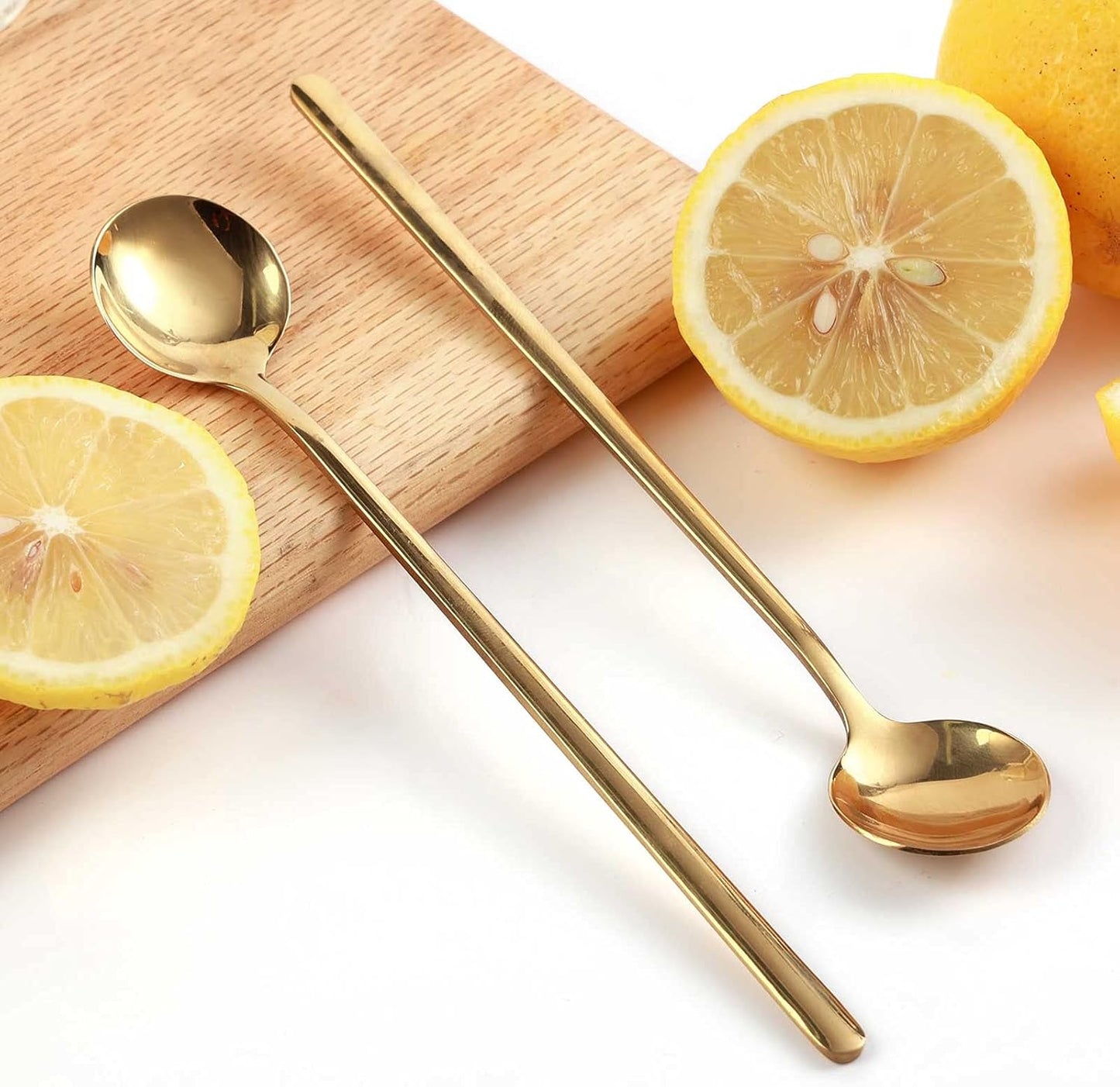 Skiennix Gold Stainless Steel Long Handle Coffee & Tea Spoons - 4 PCS, 6.7 Inches for Stirring