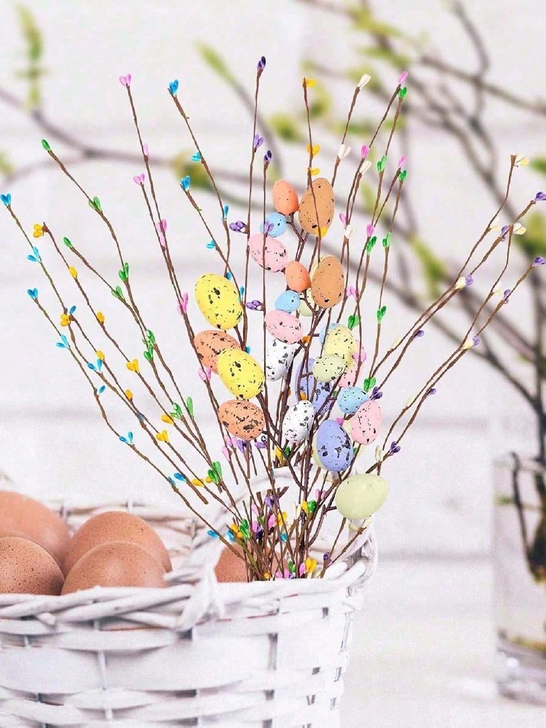 Skiennix 13PCS Artificial Easter Spray Vines - Pastel Eggs & Berries for Spring Decor