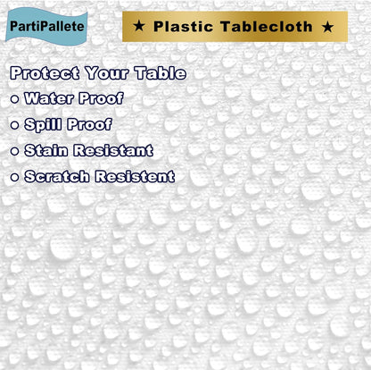 Skiennix Premium Disposable White Tablecloths - 3-Pack 54" x 108" for Parties & Events
