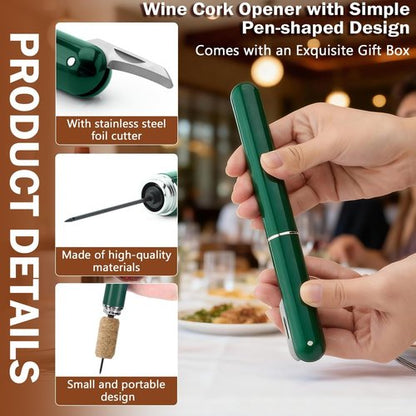 Air Pressure Wine Bottle Opener - NUCOKRS Special Pen Shape Design Corkscrew with Foil Cutter 3-7 Times to Open Green Red