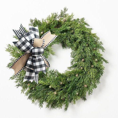 Buffalo Plaid Wreath Bow - Rustic Farmhouse Front Door Decoration | Perfect for Seasonal Decor