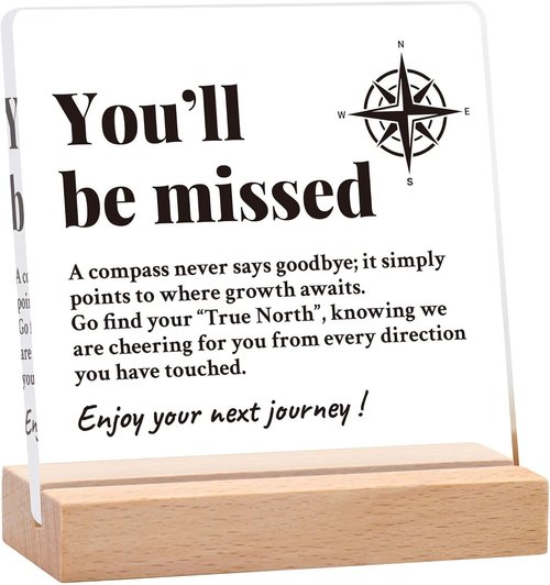 Going Away Gifts for Coworkers Leaving, Thoughtful Compass Sign, Goodbye Farewell Gift for Boss, Staff, Women & Men