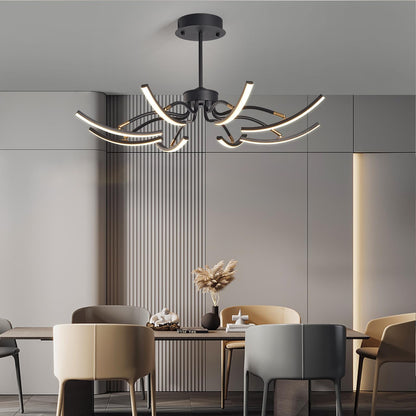 Vlastti Modern Led Chandelier Dimmable 3000k-7000k with Retome cotrol Black Suspension Adjustable Hanging Lighting for Dining Room Living Room Bedroom Kitchen Study Room (Dia31.5 x H5.9 Inch)