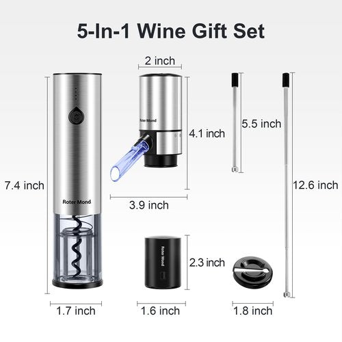 Electric Wine Opener Set, Roter Mond Automatic Wine Bottle Opener set with Electric Wine Decanter Aerator Wine Foil Cutter 2 Vacuum Stoppers, 5-in-1 Wine for Home Party Thanksgiving Christmas New Year