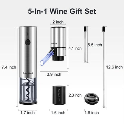Electric Wine Opener Set, Roter Mond Automatic Wine Bottle Opener set with Electric Wine Decanter Aerator Wine Foil Cutter 2 Vacuum Stoppers, 5-in-1 Wine for Home Party Thanksgiving Christmas New Year