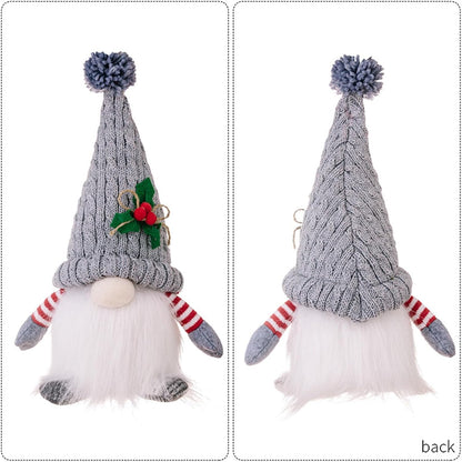 Skiennix Lighted Christmas Gnome Ornaments - 2 Pack LED Battery Operated Decor (Red & Grey)