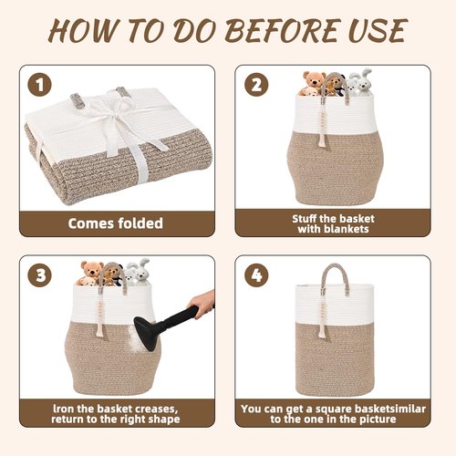 65L Woven Laundry Basket for Clothes, Large Rectangle Laundry Hampers with Beads Tassel, Nursery Storage Basket for Toys, Tall Dirty Clothes Hamper for Bedroom Aesthetic, Laundry Room Organization