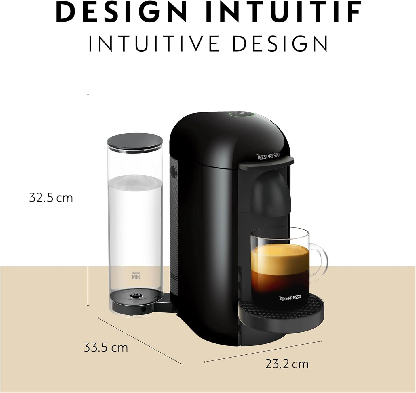 Breville Nespresso Vertuo Plus Coffee & Espresso Maker - Sleek Ink Black Design