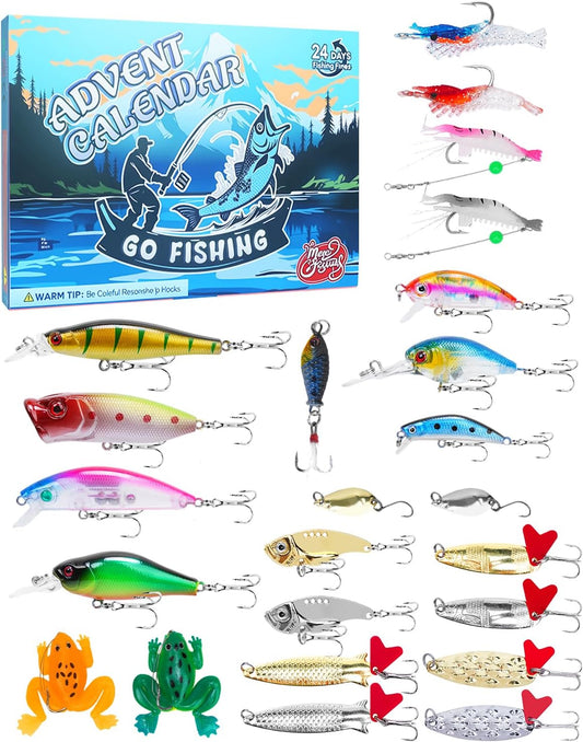 UCEC Fishing Advent Calendar 2025 - 24 Days of Fishing Gifts for Men & Teens | Countdown to Christmas