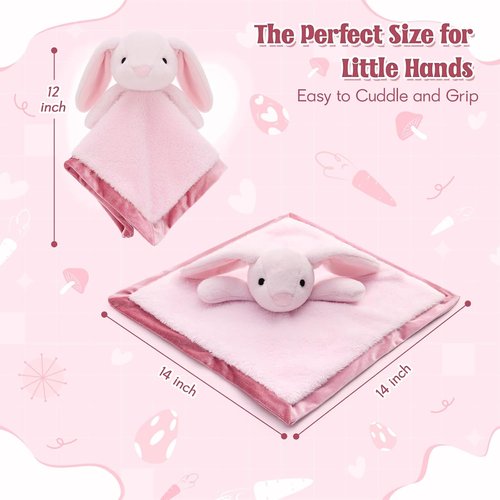 Bunny Loveys | 14" Soft Baby Security Blanket & Snuggle Toy for Newborns - Perfect Gift for Boys & Girls