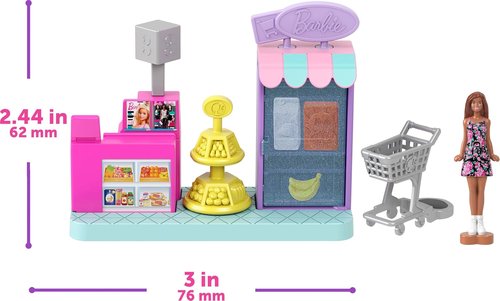 Barbie Mini Land DreamHouse - 3 Playsets with 4 Dolls, Furniture & Accessories | Includes Pet Boutique, Hair Salon & Supermarket