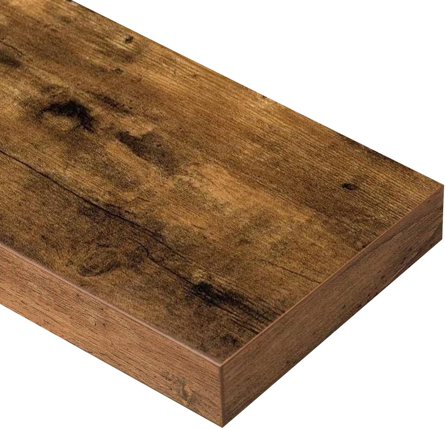 QEEIG Floating Bathroom Shelves - Rustic Brown Wall Mounted Shelf Set of 2 | 15.7" x 6.7" for Home Decor