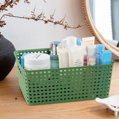 Medium Plastic Baskets - Woven Storage Organizers for Home | Set of 4