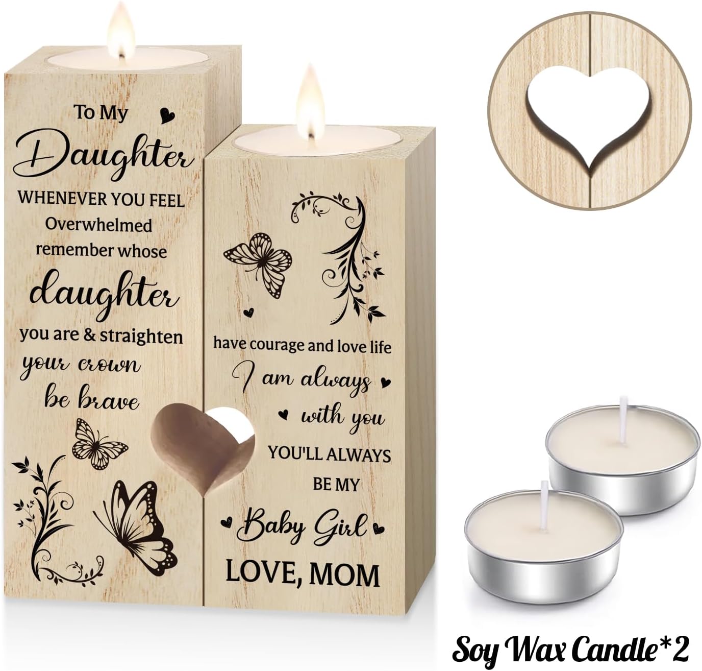 SteadStyle Candle Holders for Daughters - Heartfelt Gifts from Mom for Mother's Day, Birthdays & More