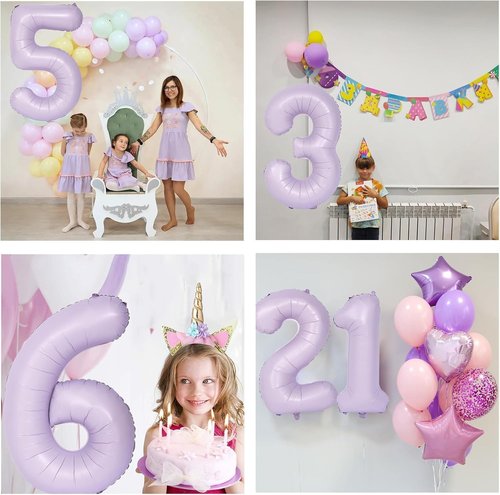 40 Inch Purple Number 6 Balloon by [Brand Name] - Matte Light Purple Birthday & Wedding Decoration