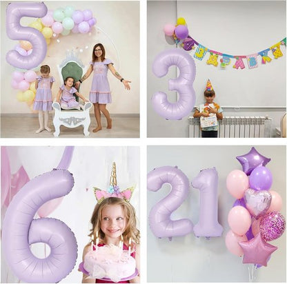 40 Inch Purple Number 6 Balloon by [Brand Name] - Matte Light Purple Birthday & Wedding Decoration