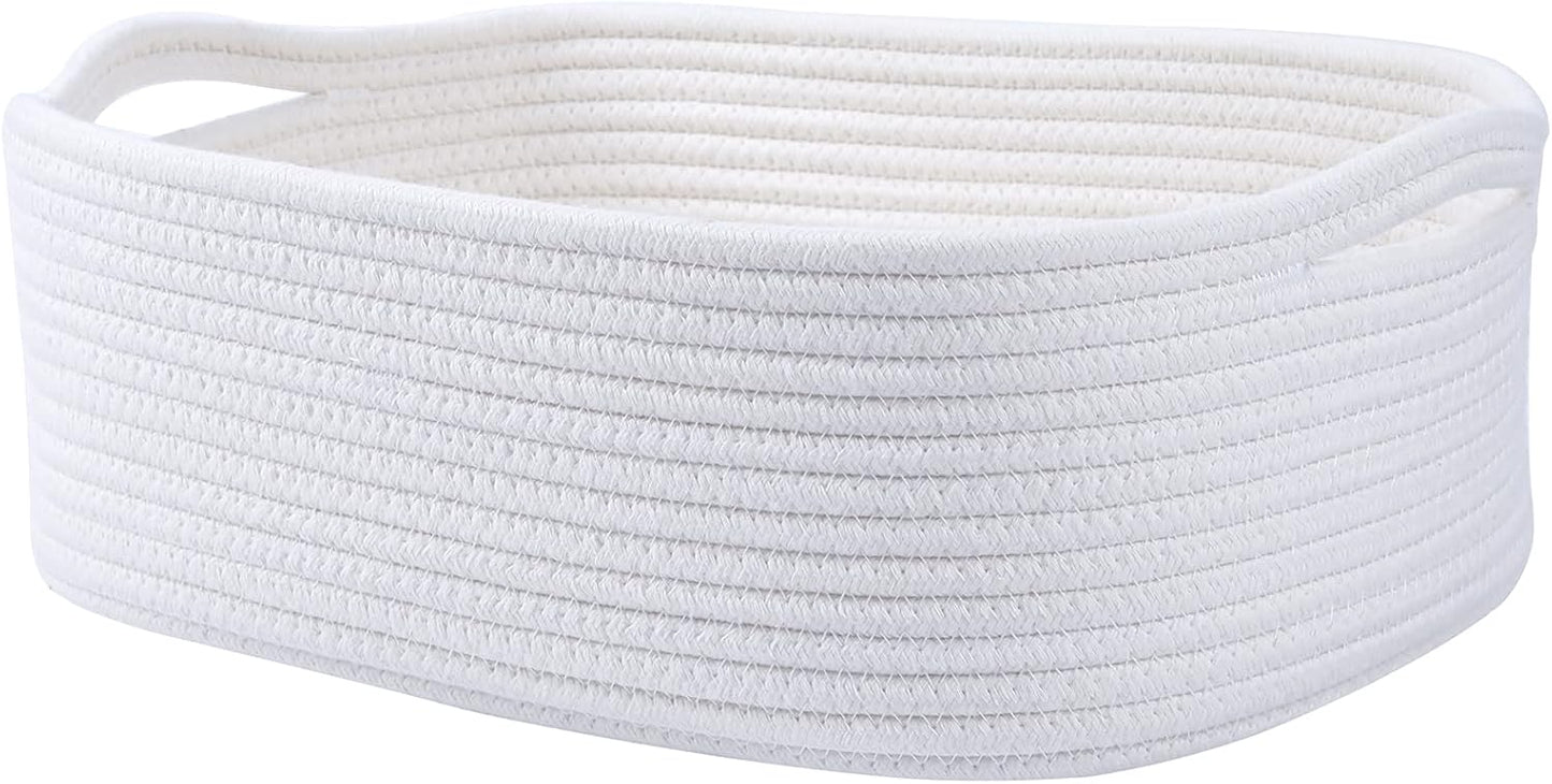 Regine Switzerland Woven Cotton Rope Storage Basket - Versatile Organizer for Baby Nursery & Pet Toys (White)