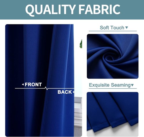 ChrisDowa Blackout Curtains - Thermal Insulated Room Darkening Panels | 102 Inches Long, Royal Blue (Set of 2)
