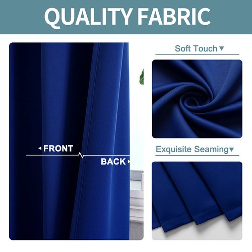 ChrisDowa Small Kitchen Valances for Windows - Grommet Short Thermal Insulated Room Darkening Window Valances Curtains for Living Room (2 Panels, Royal Blue, 52 x 18 Inch)