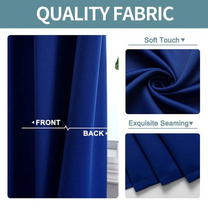 ChrisDowa Grommet Blackout Curtains for Bedroom and Living Room - 2 Panels Set Thermal Insulated Room Darkening Curtains (Royal Blue, 38W x 54L)