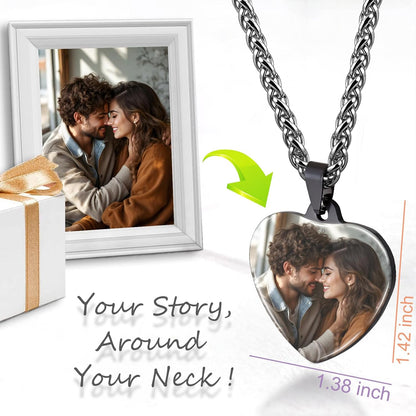 Skiennix Personalized Photo Necklace - Custom Engraved Jewelry Gift for Men & Women | Memorial Keepsake