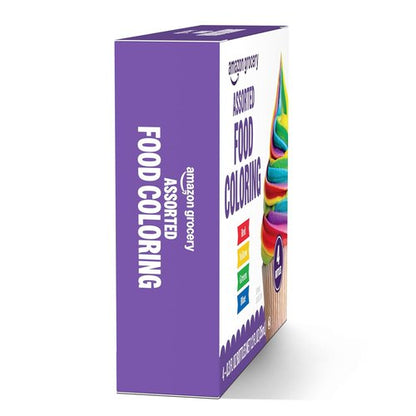 Assorted Food Coloring Set by Amazon Grocery - Red, Blue, Green, Yellow Bottles | 1.2 Fl Oz Each