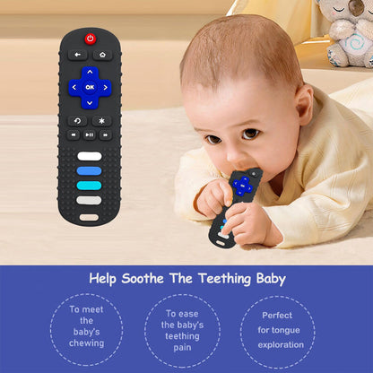 ROBBEAR Baby Teething Toys - Food Grade Silicone Teether in TV Remote Shape | BPA Free, Pink & Blue